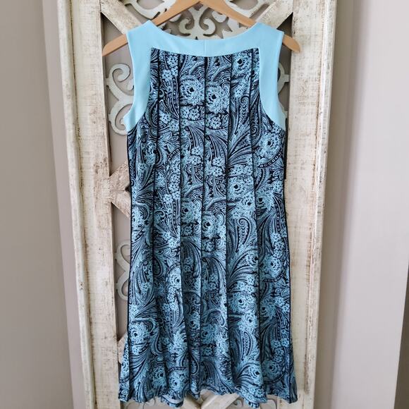 Perceptions Women's Sleeveless Shift Midi Dress with Tie Front Cardigan in Blue - Picture 11 of 11